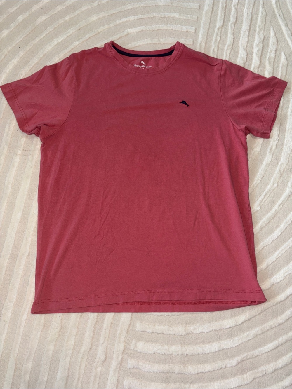Tommy Bahama Short Sleeve Crew Tee in Dusty Rose with Navy Fish Logo